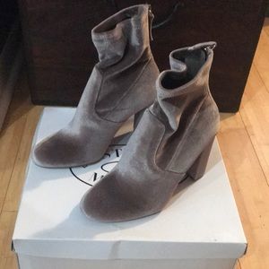 Steve Madden ‘Brisk’ Gray Velvet Sock Booties